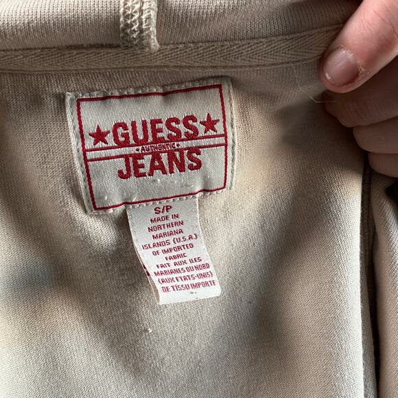Vintage Y2K Guess Jeans Beige Zip-up Track Suit Jacket Sz S/P - Picture 8 of 8